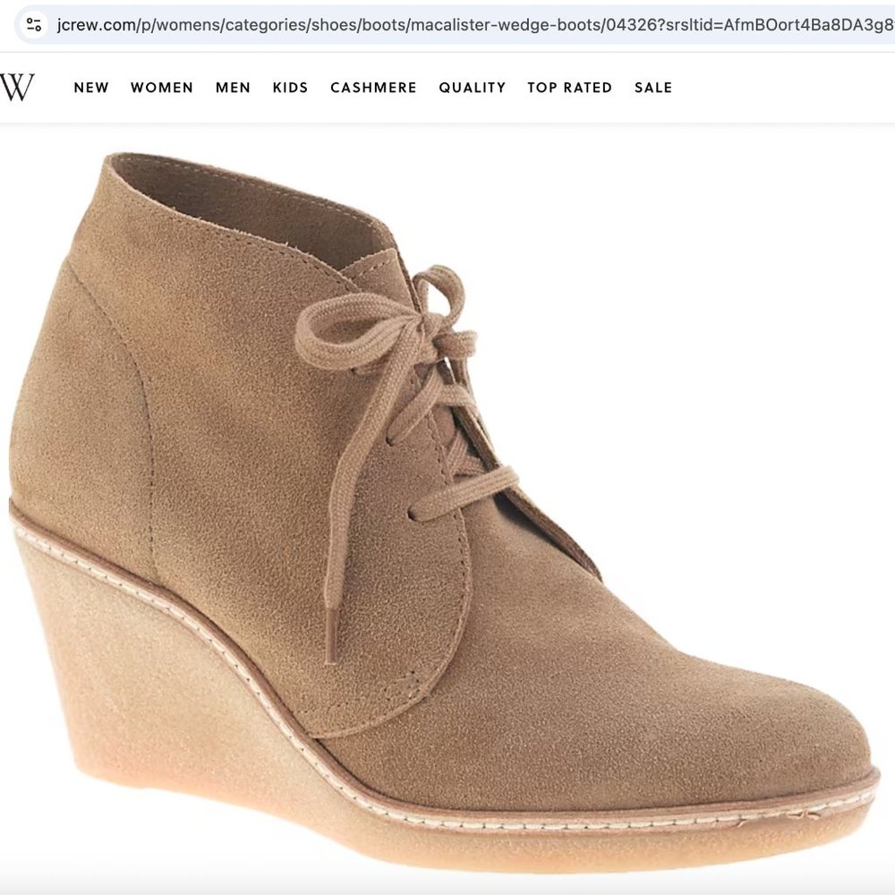 J. Crew MacAlister Wedge Boots Booties in Beige Light Brown Suede - Picture 2 of 11